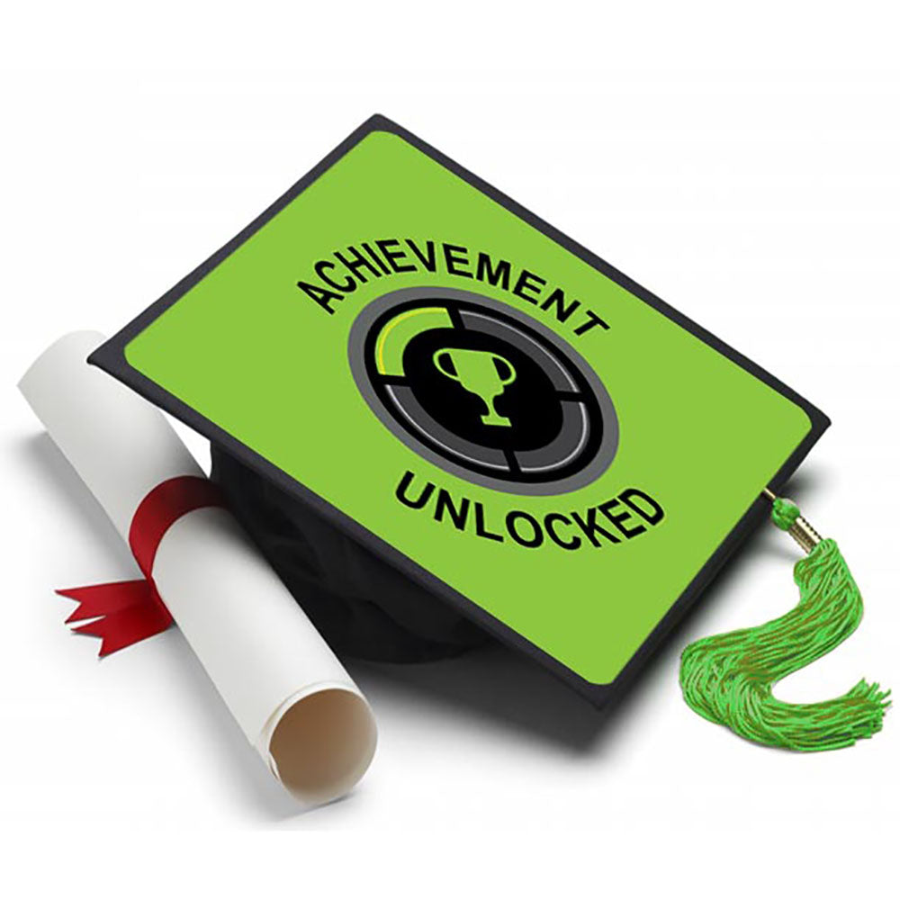 Graduation Cap Topper ™ - Achievement Unlocked - Tassel Topper - Tassel Toppers - Professionally Decorated Grad Caps