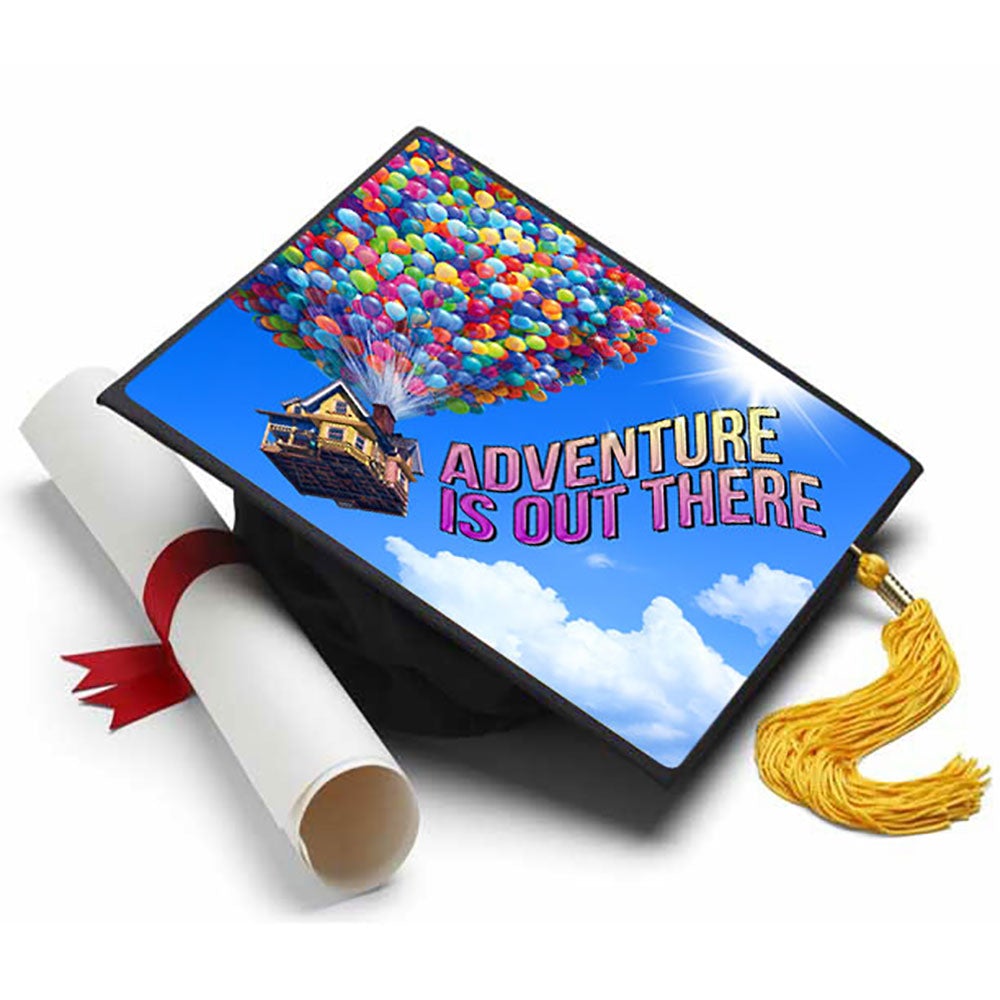 Graduation Cap Topper ™ - Adventure Is Out There - Up - Tassel Topper - Tassel Toppers - Professionally Decorated Grad Caps