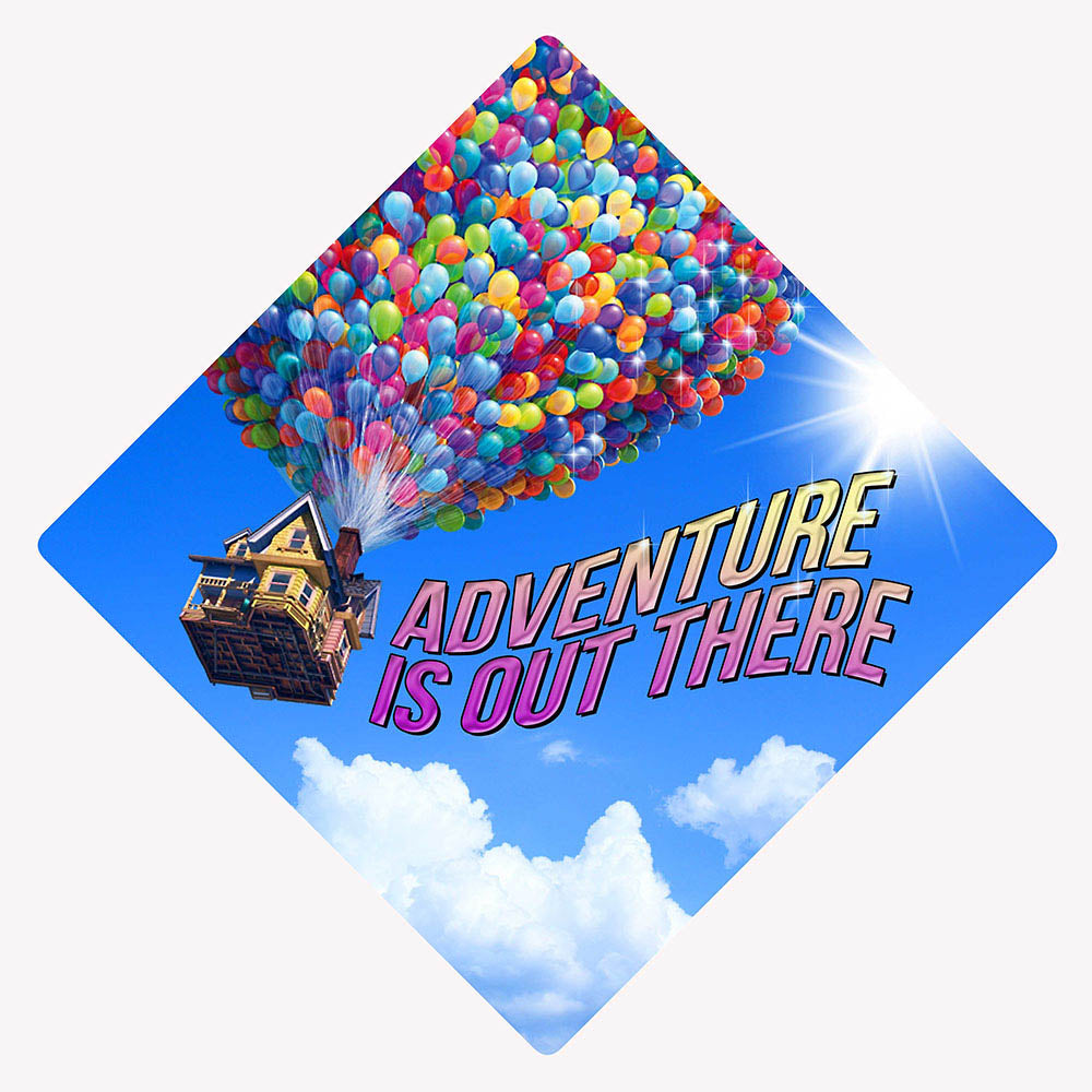Graduation Cap Topper ™ - Adventure Is Out There - Up - Tassel Topper - Tassel Toppers - Professionally Decorated Grad Caps
