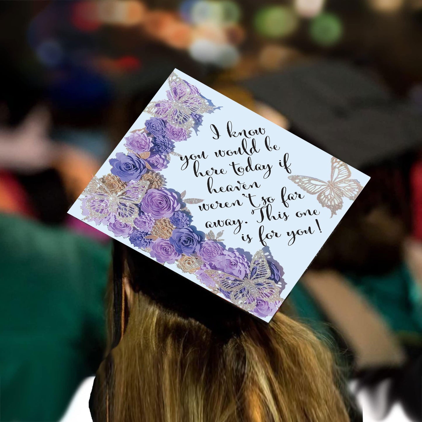 Heaven is so Far Away Cap Topper - Tassel Toppers - Professionally Decorated Grad Caps