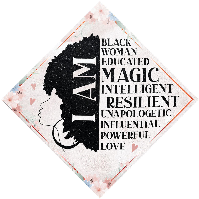 Black Woman Magic Grad Cap Topper - Tassel Toppers - Professionally Decorated Grad Caps