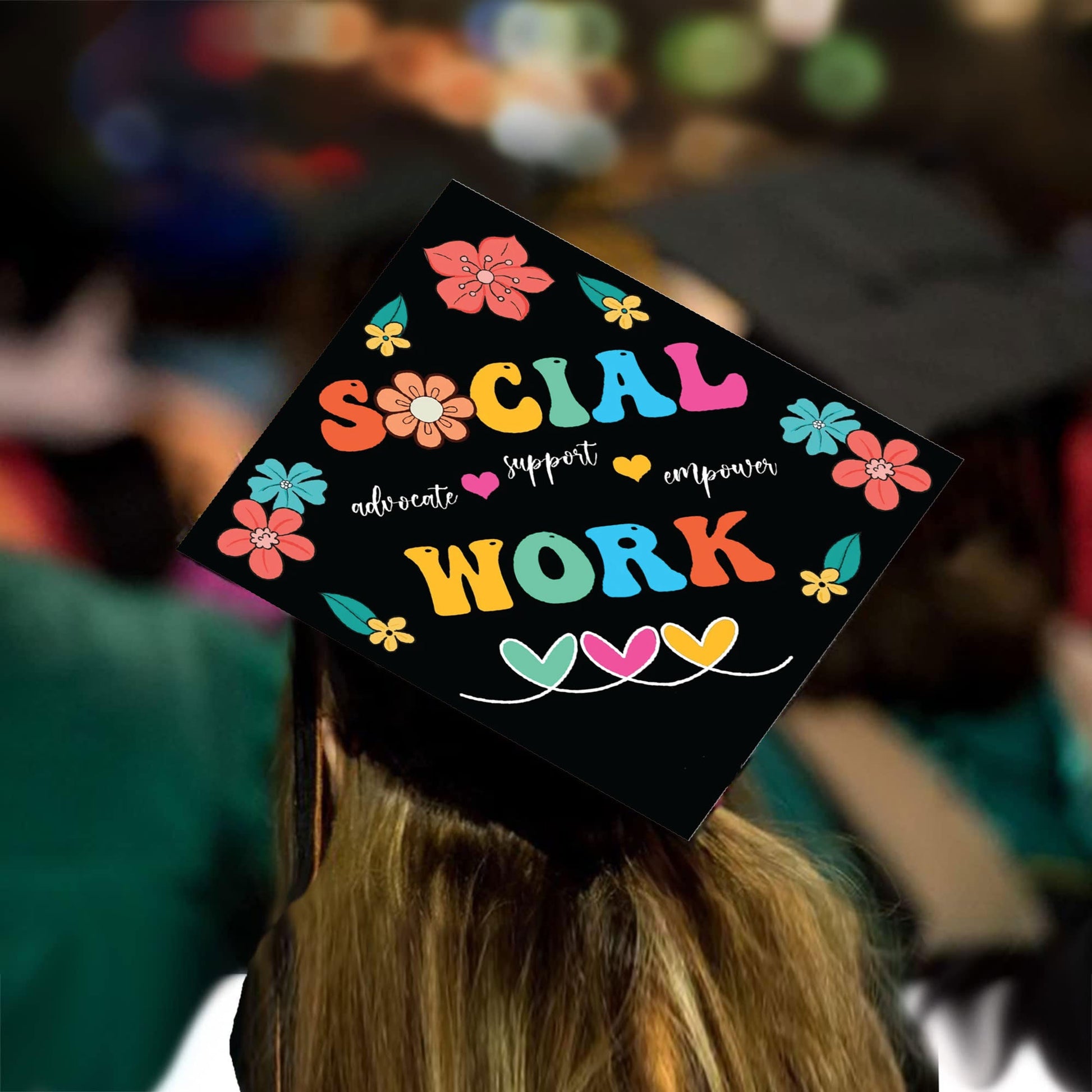 Social Worker Grad Cap Topper - Tassel Toppers - Professionally Decorated Grad Caps