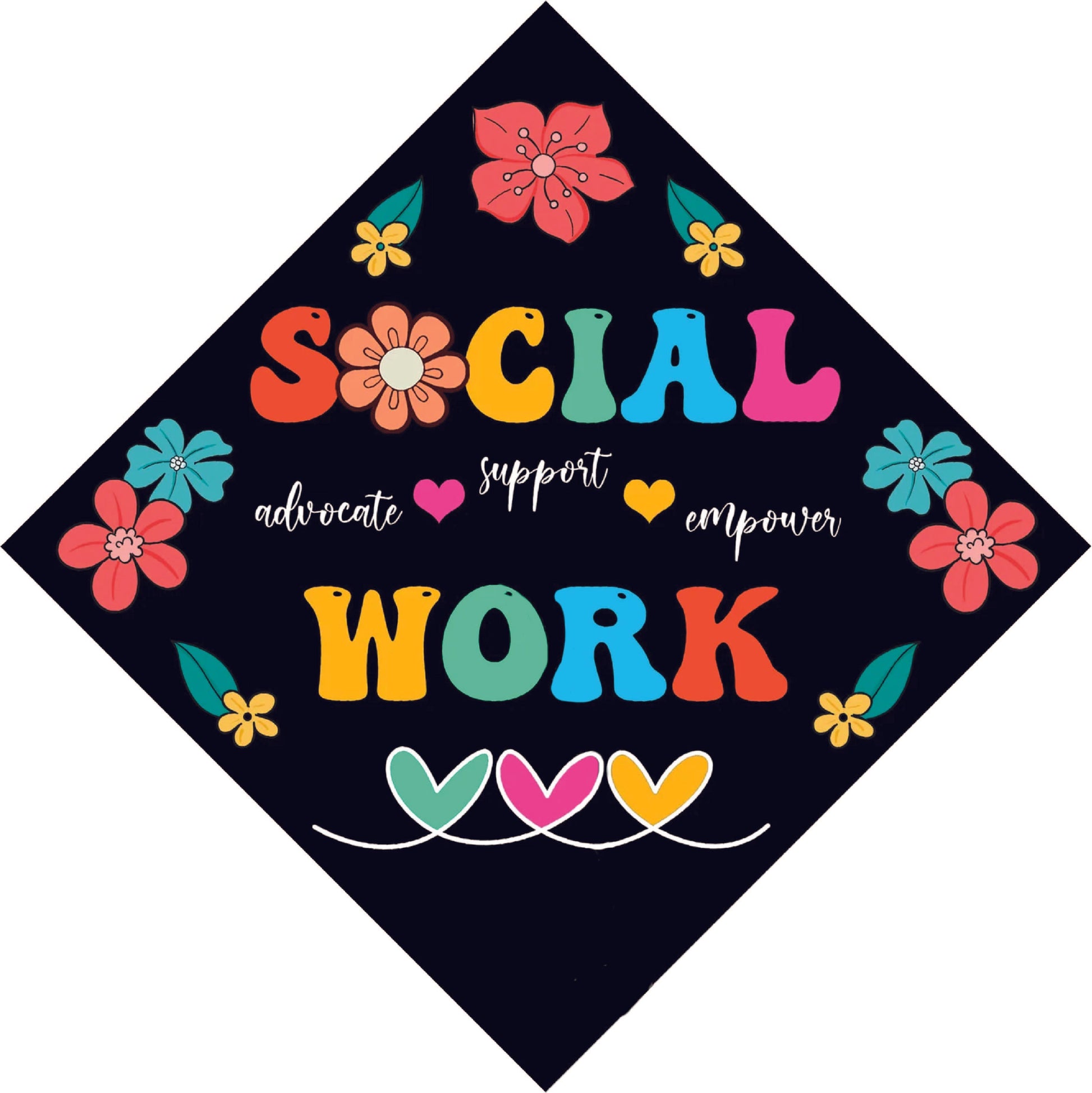 Social Worker Grad Cap Topper - Tassel Toppers - Professionally Decorated Grad Caps