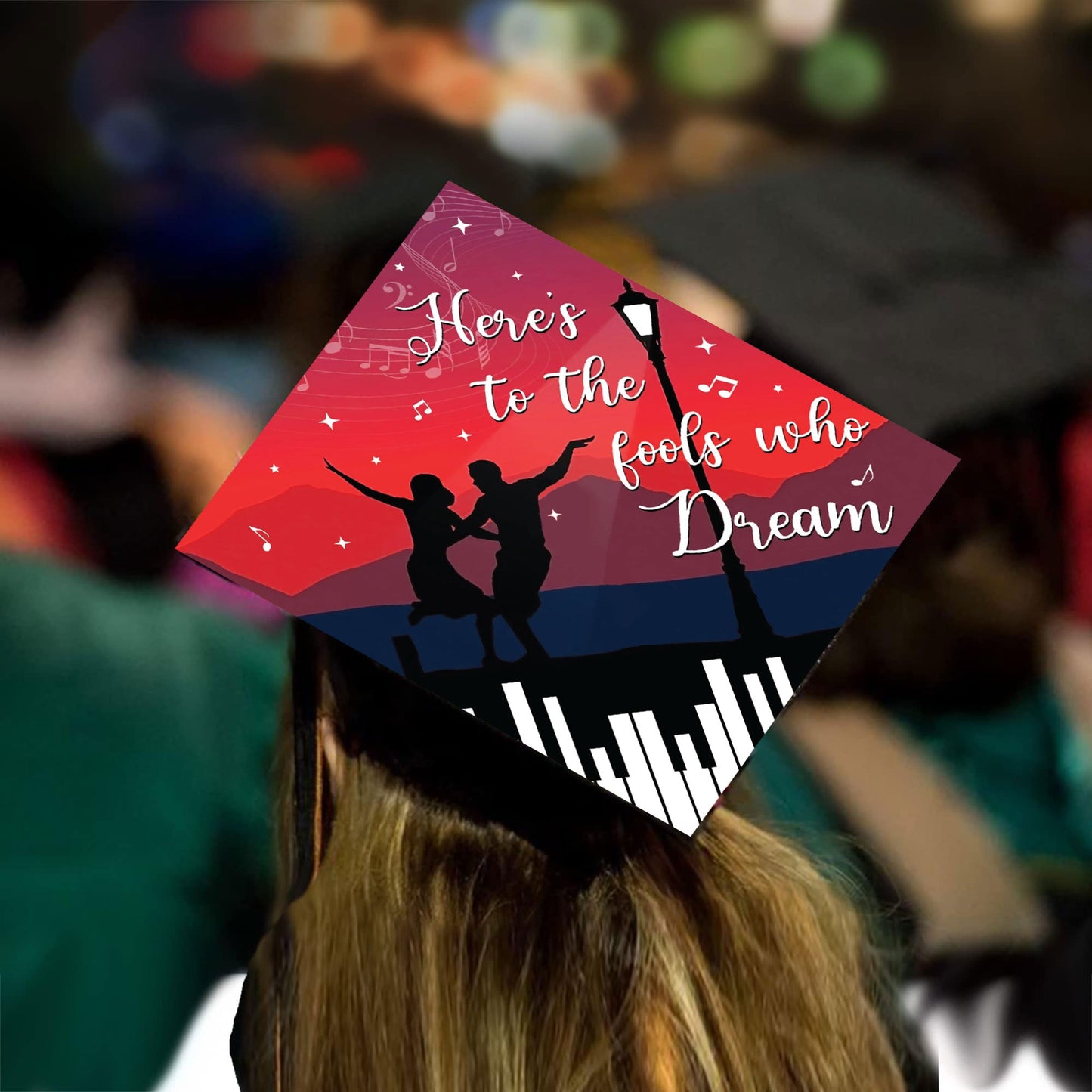 Here's to the Fools that Dream Grad Cap Tassel Topper - Tassel Toppers - Professionally Decorated Grad Caps