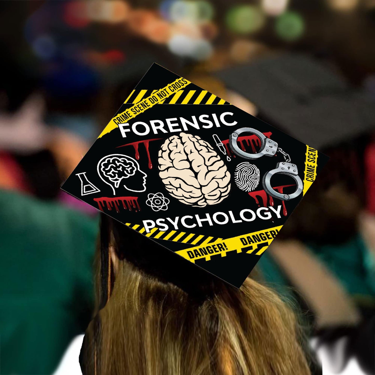 Forensic Psychology Grad Cap Tassel Topper - Tassel Toppers - Professionally Decorated Grad Caps