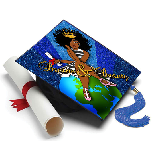 Graduation Cap Topper ™  - Black Queen - Brains and Beauty - Tassel Topper