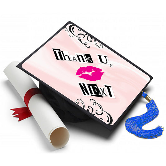 Thank U Next Grad Cap Tassel Topper - Tassel Toppers - Professionally Decorated Grad Caps