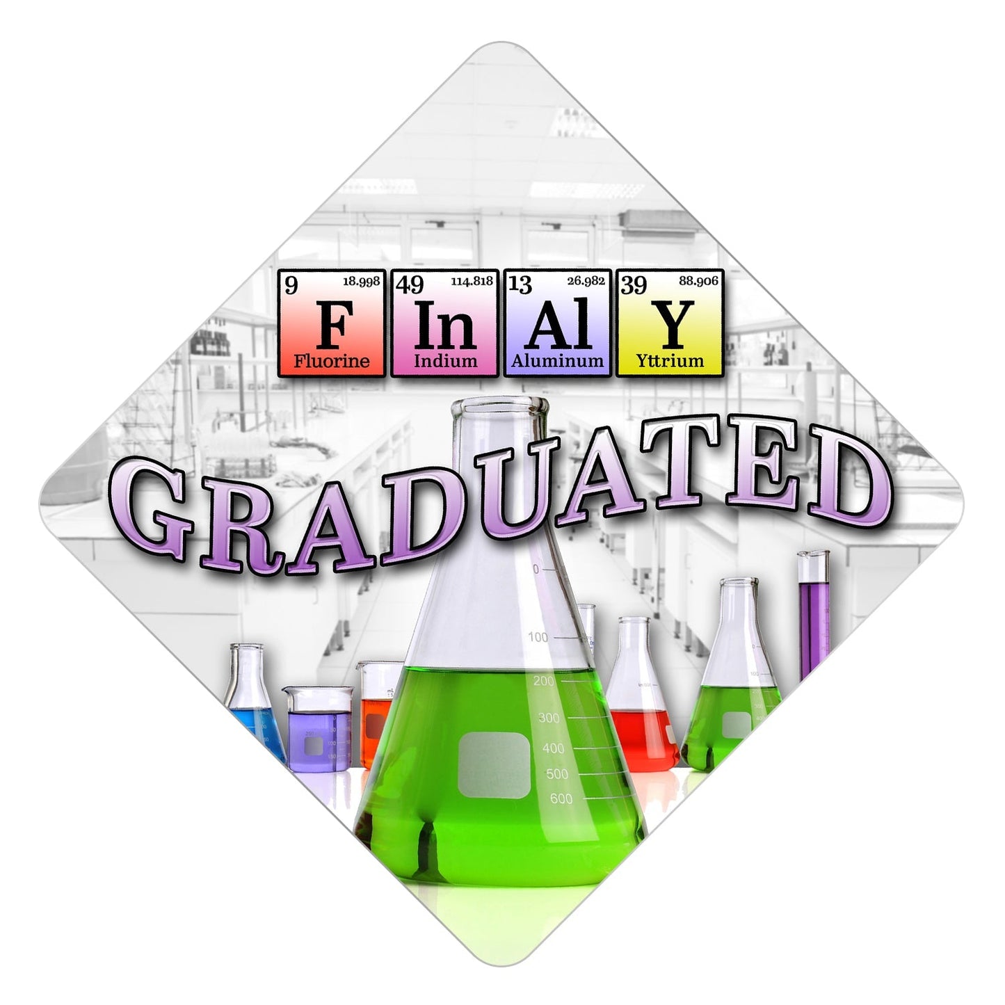 Chemistry Graduated Grad Cap Tassel Topper - Tassel Toppers - Professionally Decorated Grad Caps