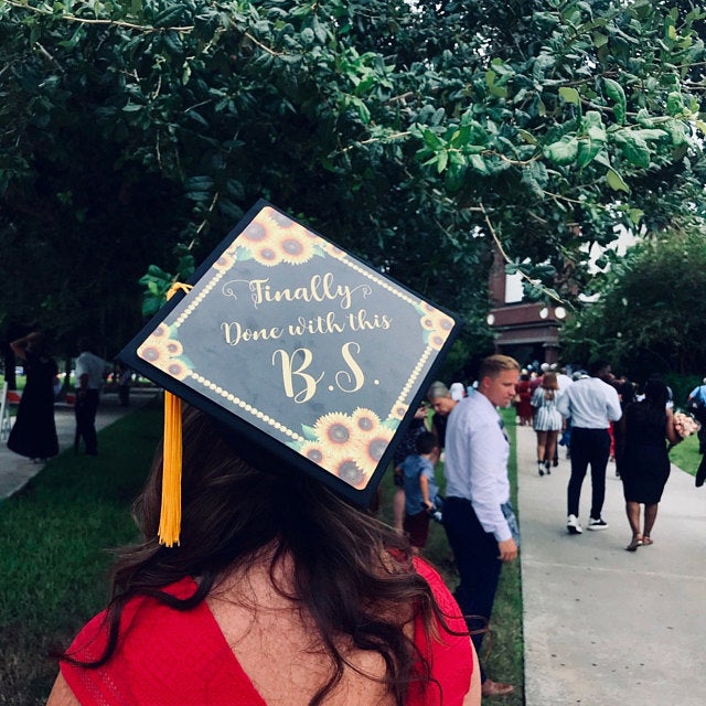 Finally Done with This B.S. Degree - Grad Cap Tassel Topper - Tassel Toppers - Professionally Decorated Grad Caps