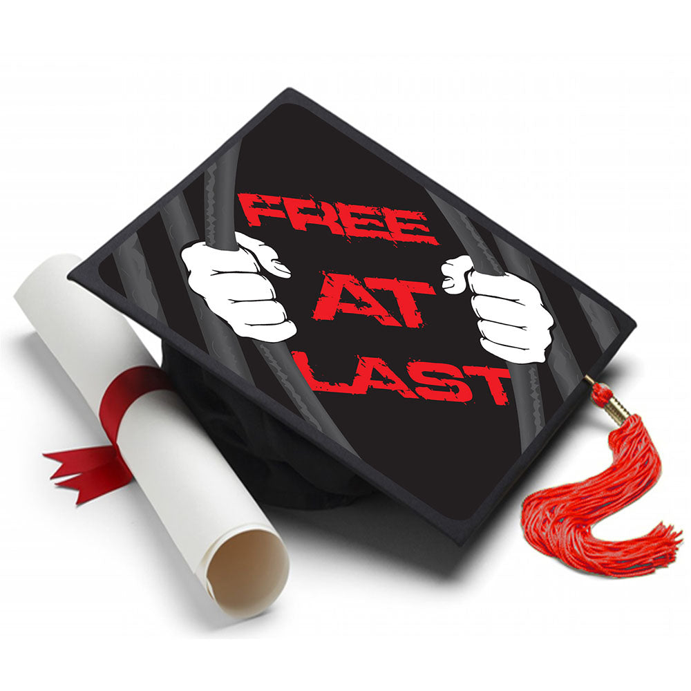 Free At Last Grad Cap Tassel Topper - Tassel Toppers - Professionally Decorated Grad Caps