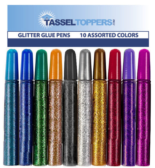 Glitter Glue Pens for Grad Caps/Tassel Topper - Assorted Colors - Tassel Toppers - Professionally Decorated Grad Caps