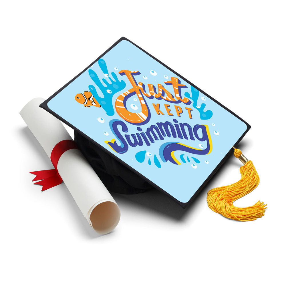 Just Kept Swimming Grad Cap Tassel Topper - Tassel Toppers - Professionally Decorated Grad Caps