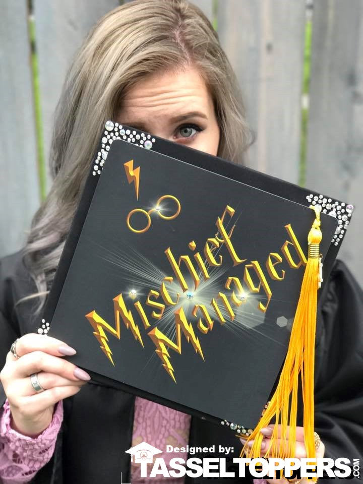 Mischief Managed Grad Cap Tassel Topper - Tassel Toppers - Professionally Decorated Grad Caps