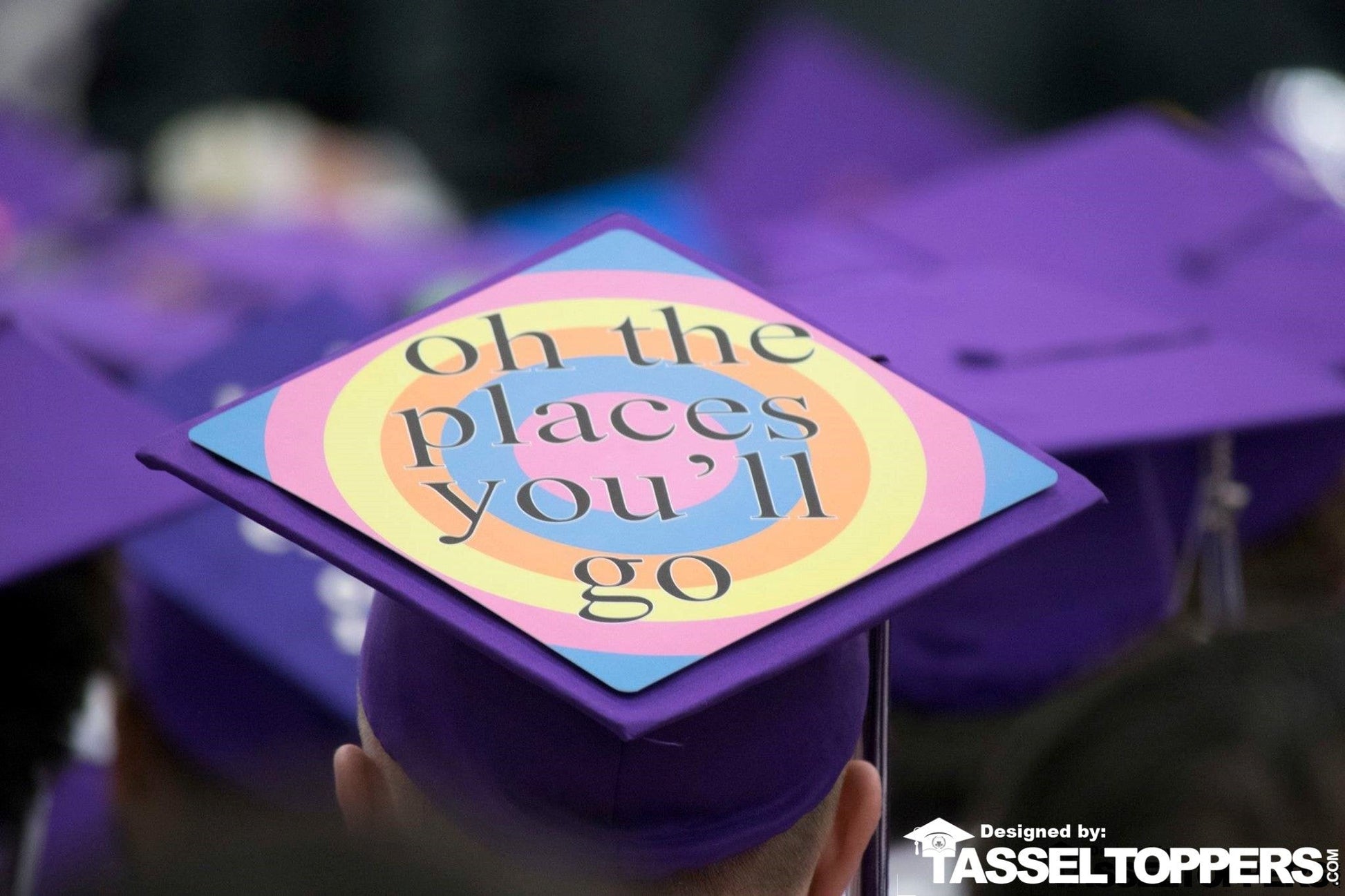 Oh The Places You'll Go Grad Cap Tassel Topper - Tassel Toppers - Professionally Decorated Grad Caps