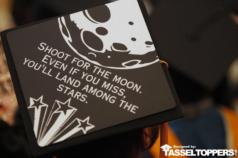 Shoot For The Moon Grad Cap Tassel Topper - Tassel Toppers - Professionally Decorated Grad Caps