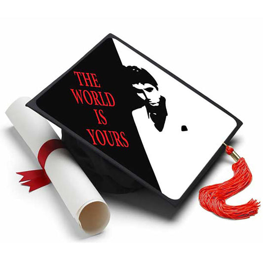 The World Is Yours - Scarface Grad Cap Tassel Topper - Tassel Toppers - Professionally Decorated Grad Caps