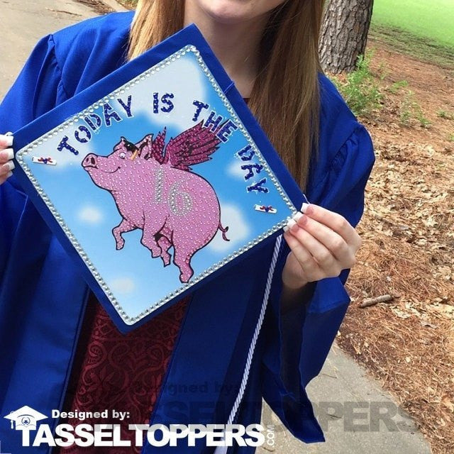 When Pigs Fly Grad Cap Tassel Topper - Tassel Toppers - Professionally Decorated Grad Caps